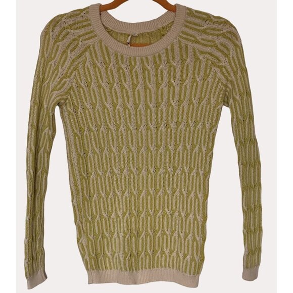 Willow & Clay Sweaters - Willow & Clay Geometric Pattern Knit Sweater Crewneck Green XS